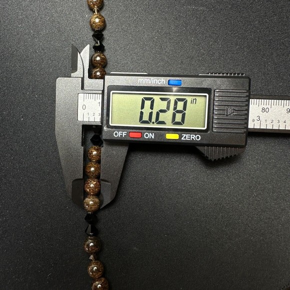 Necklace Round Bronzite Faceted Black Bicone Crystal Beads 20" L - Picture 6 of 8